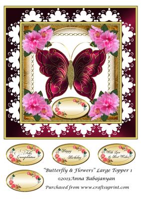 Butterfly & Flowers Large Topper 1