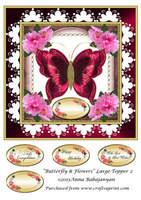 Butterfly & Flowers Large Topper 2