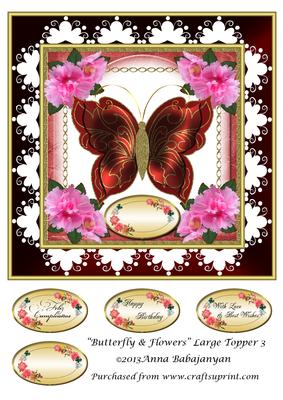 Butterfly & Flowers Large Topper 3