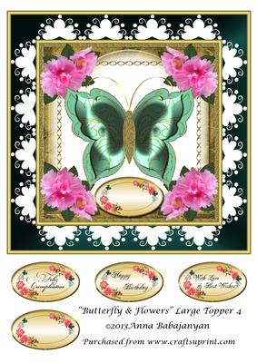 Butterfly & Flowers Large Topper 4
