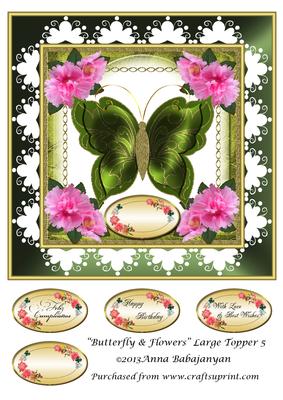 Butterfly & Flowers Large Topper 5