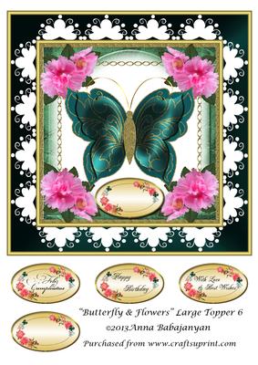 Butterfly & Flowers Large Topper 6