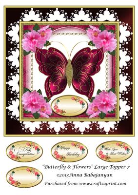 Butterfly & Flowers Large Topper 7