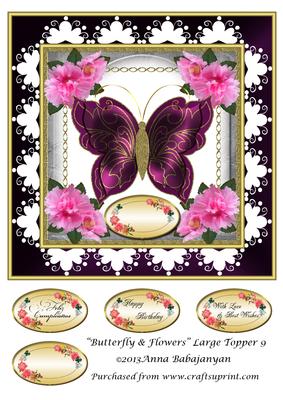 Butterfly & Flowers Large Topper 9