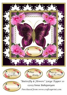 Butterfly & Flowers Large Topper 10