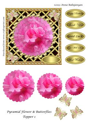 Pyramid Flower & Butterflies Topper 1