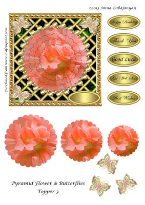 Pyramid Flower & Butterflies Topper 3