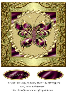 Colorful Butterfly in Fancy Frame Large Topper 1