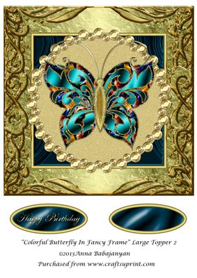Colorful Butterfly in Fancy Frame Large Topper 2