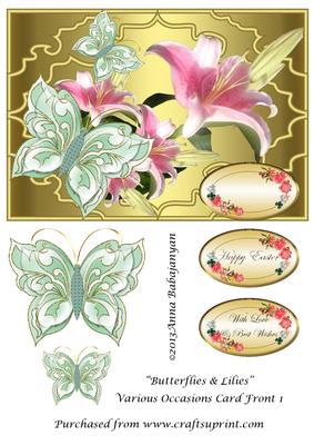 Butterflies & Lilies Various Occasions Card Front 1