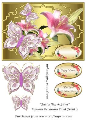 Butterflies & Lilies Various Occasions Card Front 2