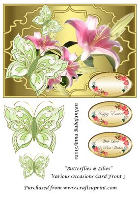 Butterflies & Lilies Various Occasions Card Front 3