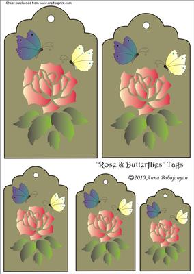 Rose and Butterflies Tags