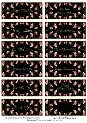 Various Occasions Floral Labels Set 1