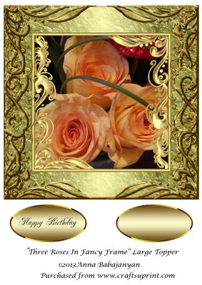 Three Roses in Fancy Frame Large Topper