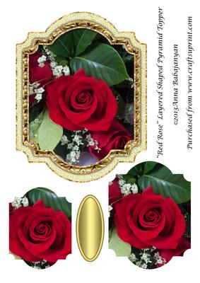 Red Rose Layered Shaped Pyramid Topper