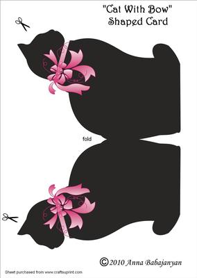 Cat with Bow Shaped Card