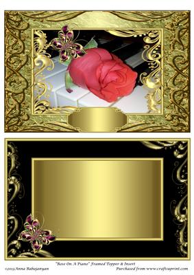 Rose on a Piano Framed Topper & Insert
