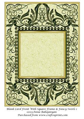 Blank Card Front with Square Frame & Fancy Swirls 1