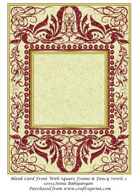 Blank Card Front with Square Frame & Fancy Swirls 2