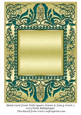 Blank Card Front with Square Frame & Fancy Swirls 3