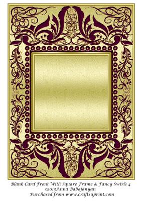 Blank Card Front with Square Frame & Fancy Swirls 4