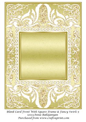 Blank Card Front with Square Frame & Fancy Swirls 5