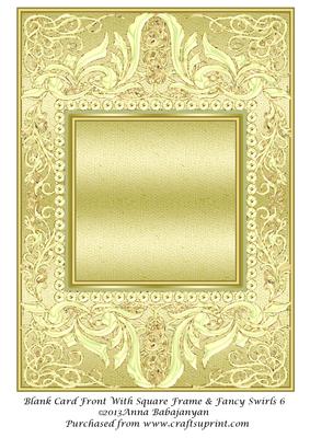 Blank Card Front with Square Frame & Fancy Swirls 6