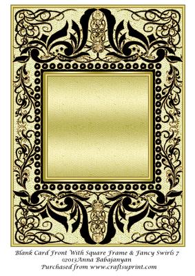 Blank Card Front with Square Frame & Fancy Swirls 7