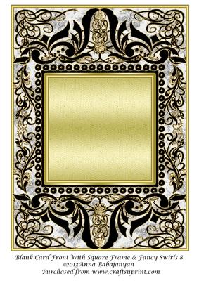 Blank Card Front with Square Frame & Fancy Swirls 8