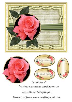 Pink Rose Various Occasions Card Front 10