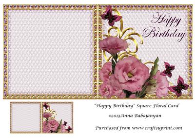 Happy Birthday Square Floral Card
