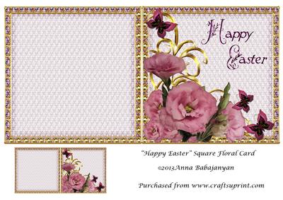 Happy Easter Square Floral Card