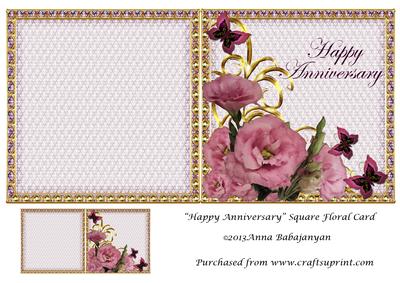 Happy Anniversary Square Floral Card