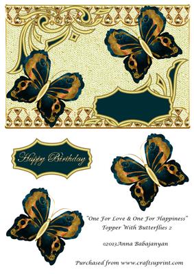 One for Love & One for Happiness Topper with Butterflies 2