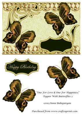 One for Love & One for Happiness Topper with Butterflies 3