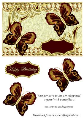 One for Love & One for Happiness Topper with Butterflies 4