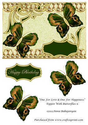 One for Love & One for Happiness Topper with Butterflies 5