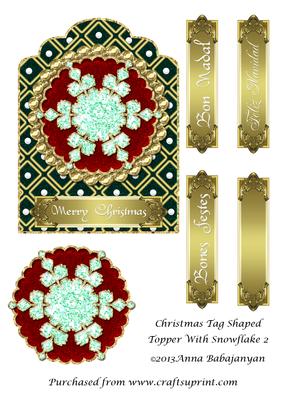 Christmas Tag Shaped Topper with Snowflake 2