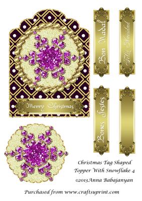 Christmas Tag Shaped Topper with Snowflake 4