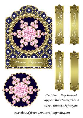 Christmas Tag Shaped Topper with Snowflake 5