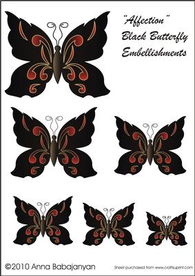 Affection Black Butterfly Embellishments
