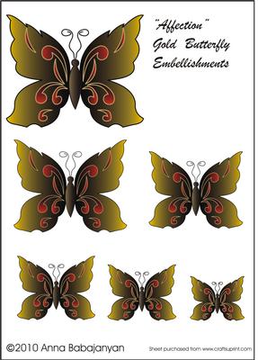 Affection Gold Butterfly Embellishments