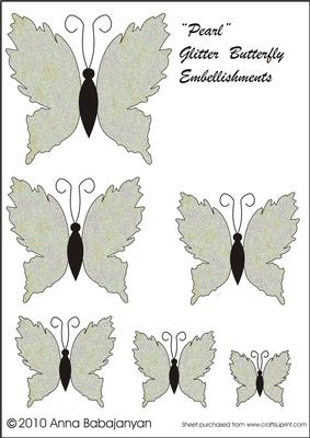 Pearl Glitter Butterfly Embellishments