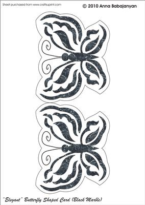 Elegant Butterfly Shaped Card ( Black Marble)