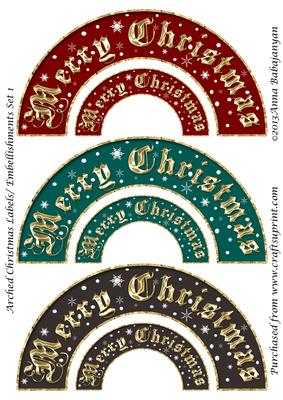 Arched Christmas Labels/ Embellishments Set 1