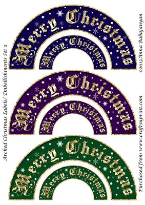 Arched Christmas Labels/ Embellishments Set 2