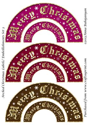 Arched Christmas Labels/ Embellishments Set 3