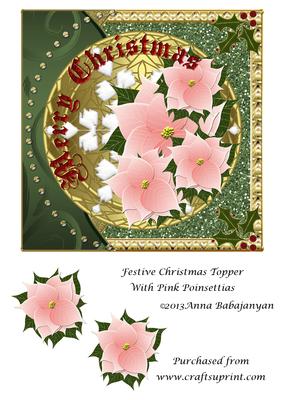 Festive Christmas Topper with Pink Poinsettias