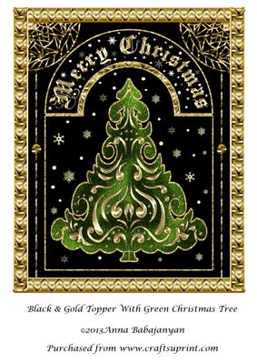 Black & Gold Topper with Green Christmas Tree